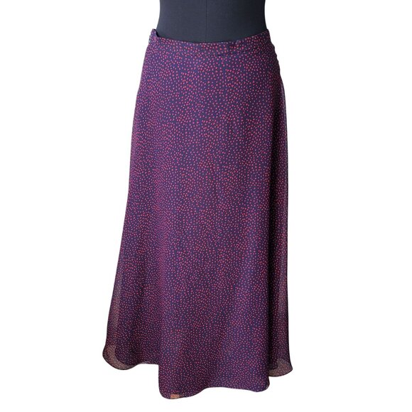 Christian Dior Silk Navy Blue Red Mini Heart Print Midi Skirt Pop Heart AW 2021 - Picture 15 of 16